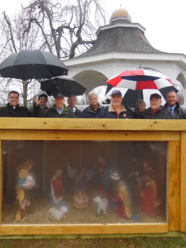 Faithful Gather For Blessing Of Creche Set Up On Monroe Town Green