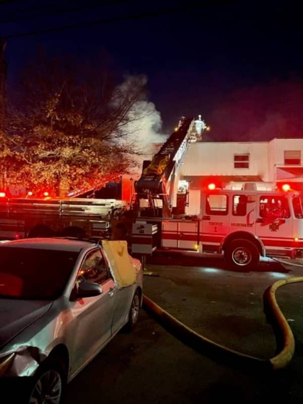 Firefighters Battle Commercial Blaze In Freezing Temperatures In Fairfield County