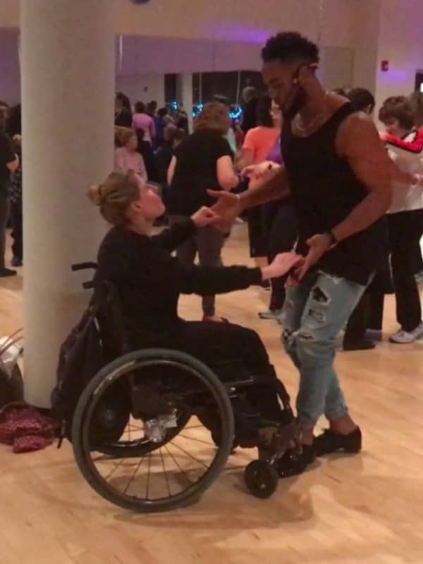 NFL Athlete Shares Dance With Disabled Woman At Bergen County's Giants Gym