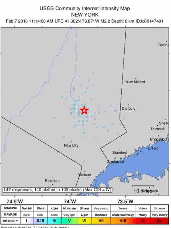 2.2 Magnitude Earthquake Reported Near Northern Westchester/Putnam Border