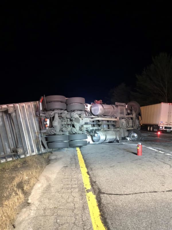 Truck Rollover Causes Hours-Long Lane Closure On I-84 In Orange County
