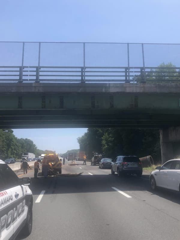 Truck Crashes Into I-87 Overpass In Ramapo