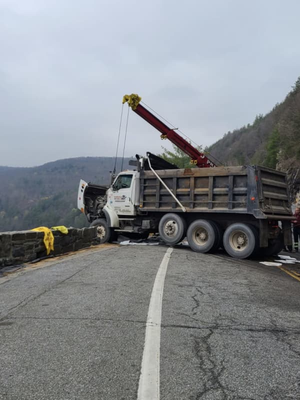Truck Nearly Crashes Off Mountain Into River On Area Roadway