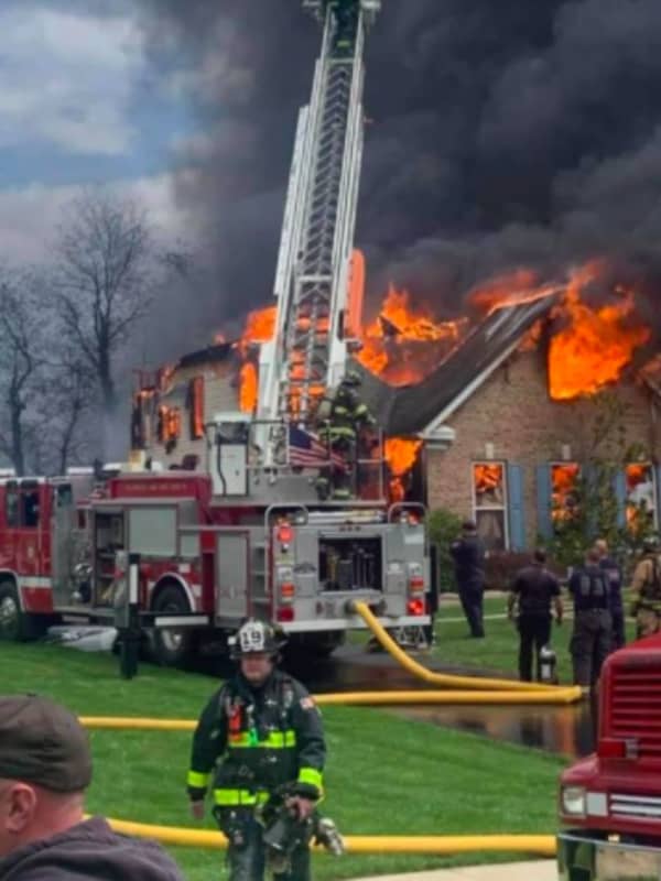 Four-Alarm Monmouth House Fire Prompts NJ Forest Service 'Air Drop,' Police Car Collision