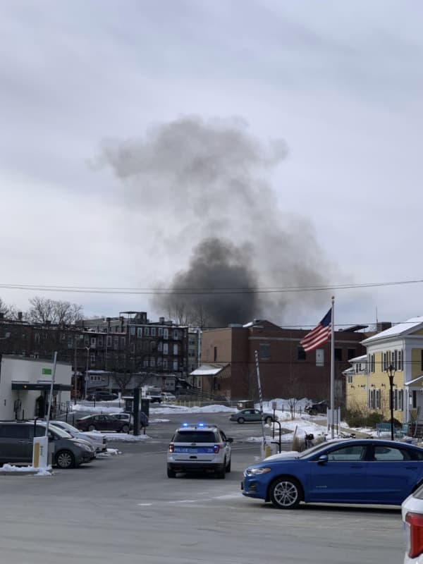 Fire At Homeless Tent City Fills Downtown With Black Smoke