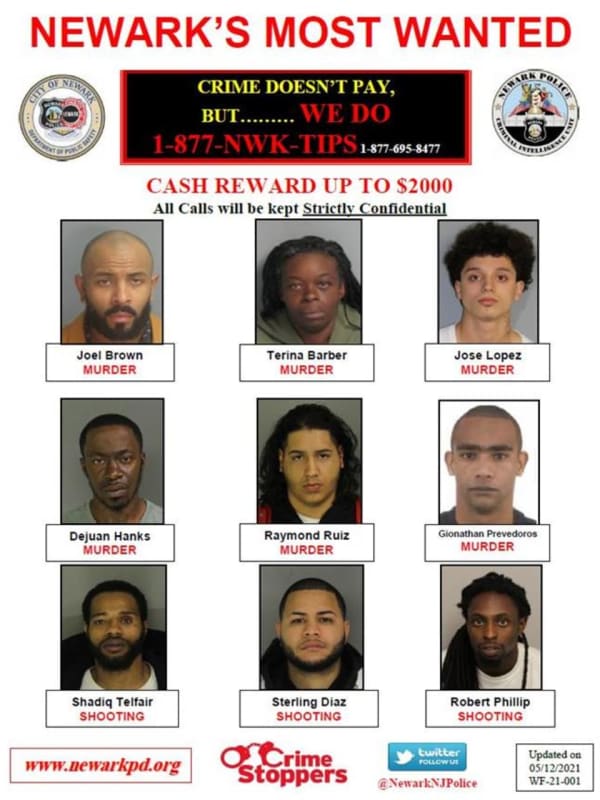 Newark Police Seek 9 Fugitives Wanted For Murder, Violent Shootings