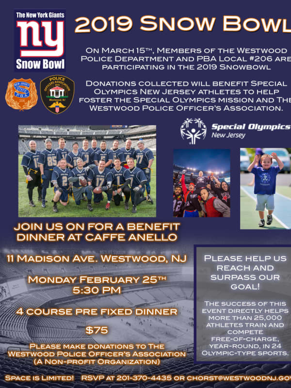Join Westwood Police For Pre-Snow Bowl Special Olympics Fundraising Dinner