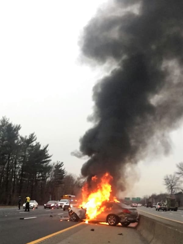 Passersby Stop Cars To Help Victims In Fiery Route 80 Crash