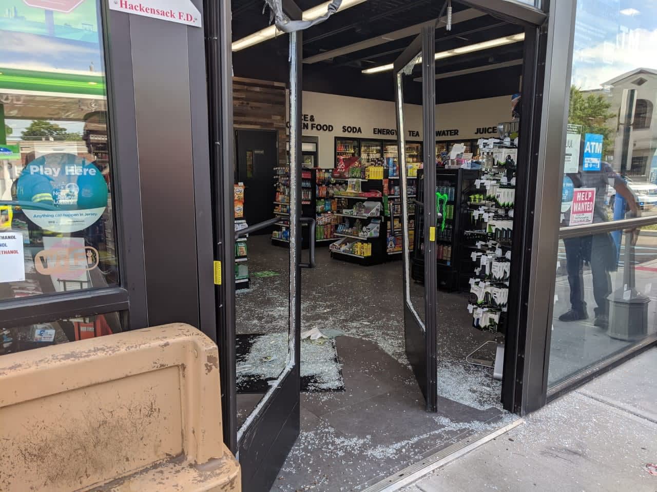 The building housing the gas station's convenience store on South River Street in Hackensack remained structurally sound but with significant damage.