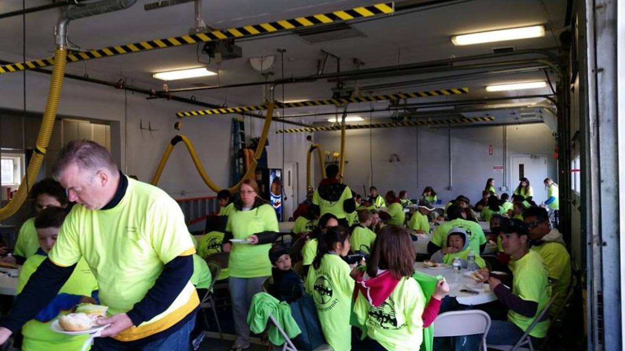 Fair Lawn's volunteers get lunch after cleaning the borough in 2012.