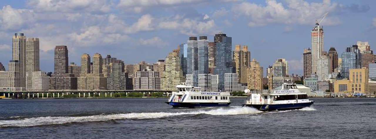 Ferry service is disrupted due to icy conditions on the Hudson River.