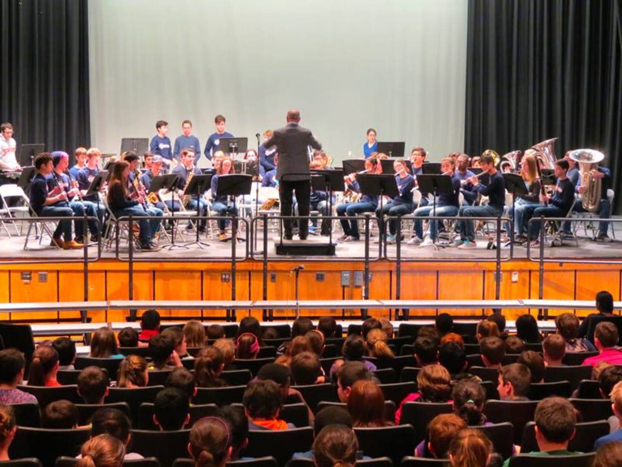 Briarcliff High School's band, orchestra and chorus perform for Todd Elementary School fifth-graders as part of Music in Our Schools last month.