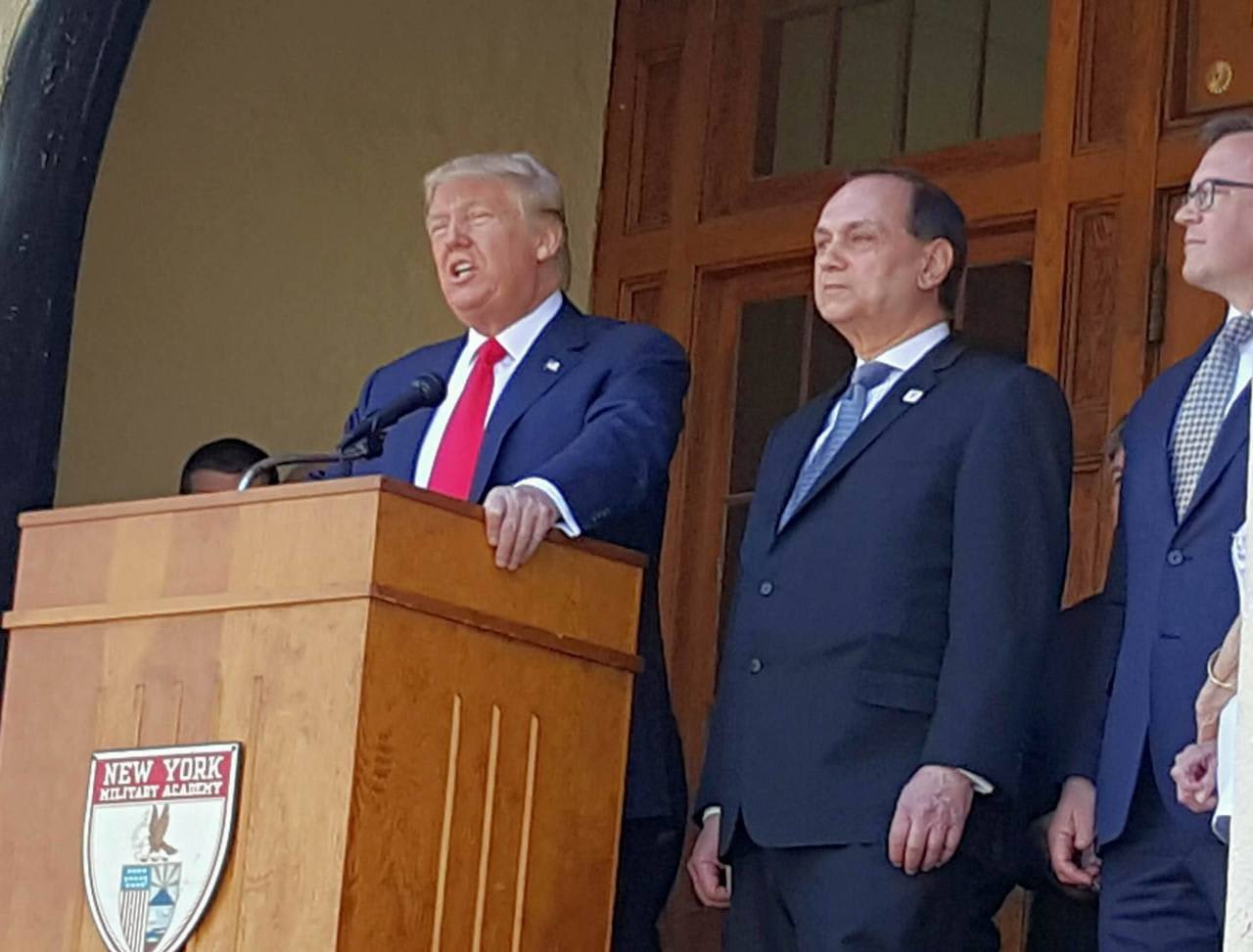 Donald Trump at a recent talk at New York Military Academy in Cornwall.