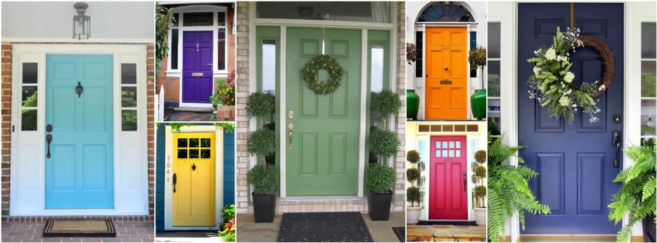 Colorful summer doors offer great curb appeal.