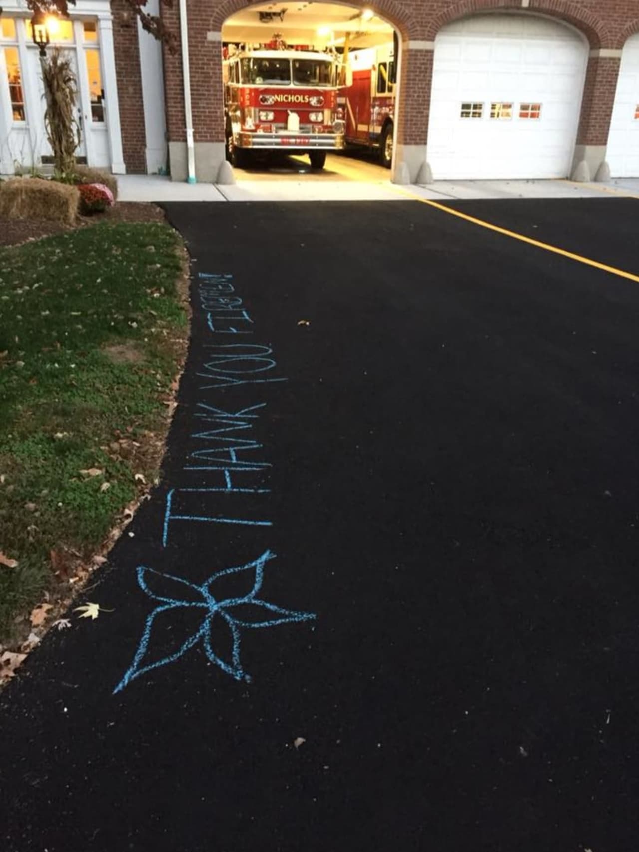 The driveway of the Nichols Fire Department's firehouse was the scene of a Random Act of Kindness early Tuesday.