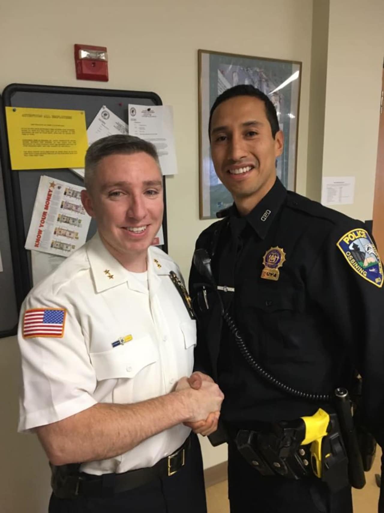 Chief Kevin Sylvester with newly promoted Detective Jeff Chavez.