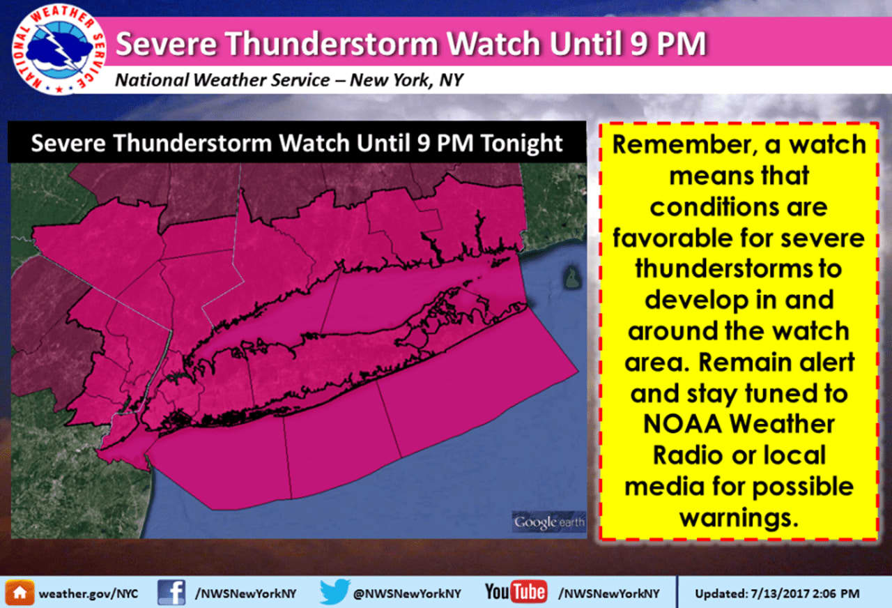 A look at the counties under the Severe Thunderstorm Watch.
