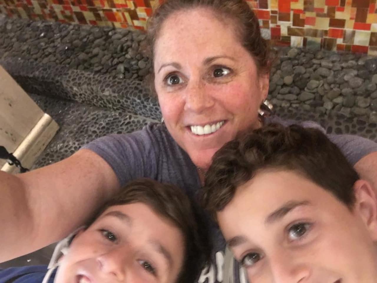 Robin Honigstock Krooks of Fair Lawn and two of her four kids.