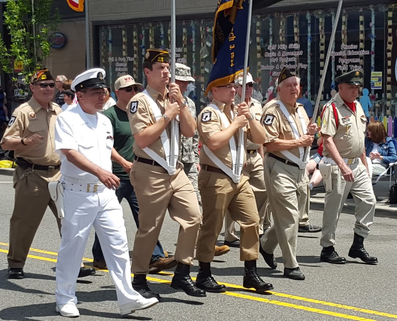 Veterans march in the Pompton Lakes Memorial Day Parade in 2015.