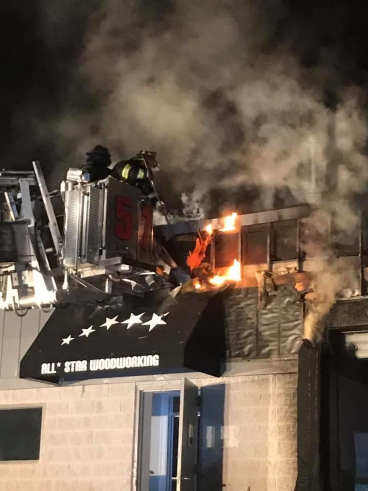 Firefighters battled a two-alarm fire in Yorktown Tuesday night.