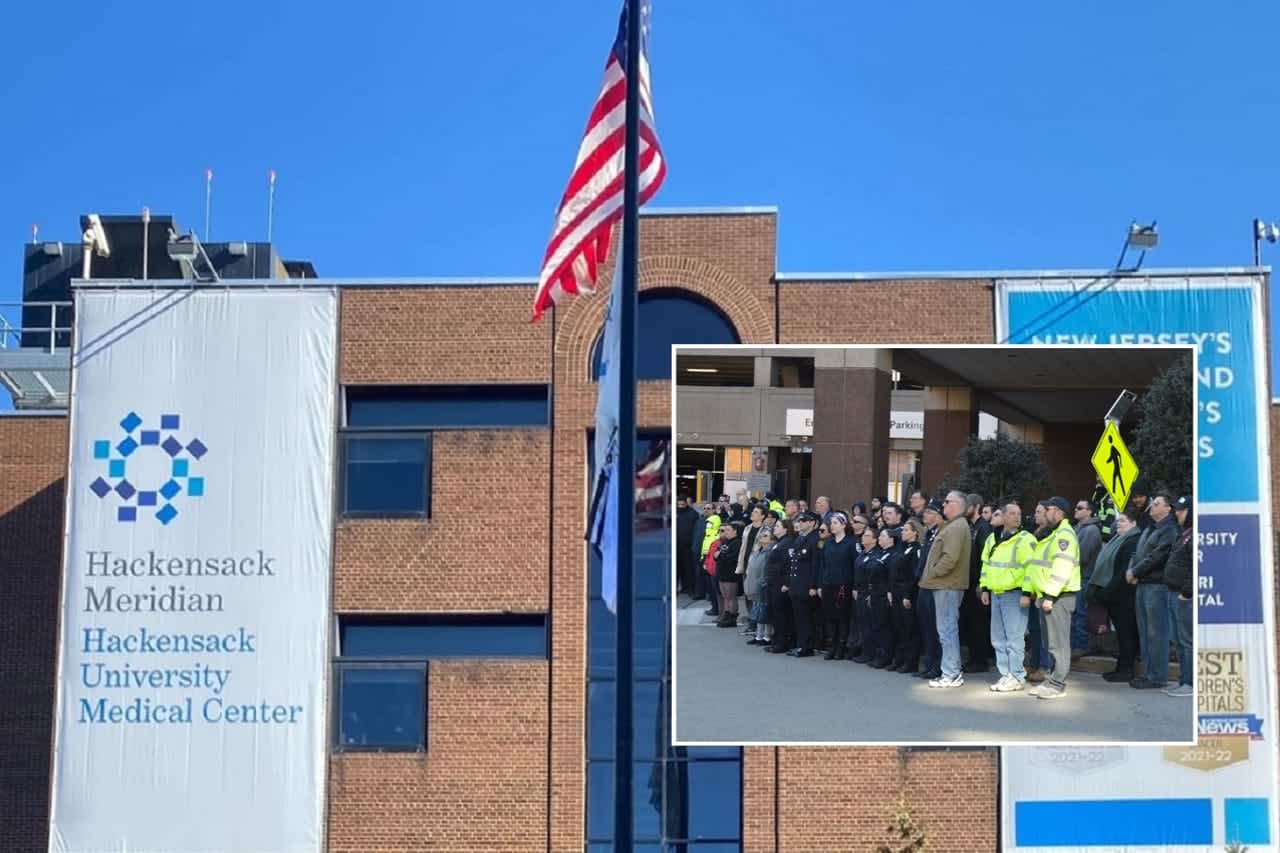 At the flag ceremony for Robert Thornton at Hackensack University Medical Center