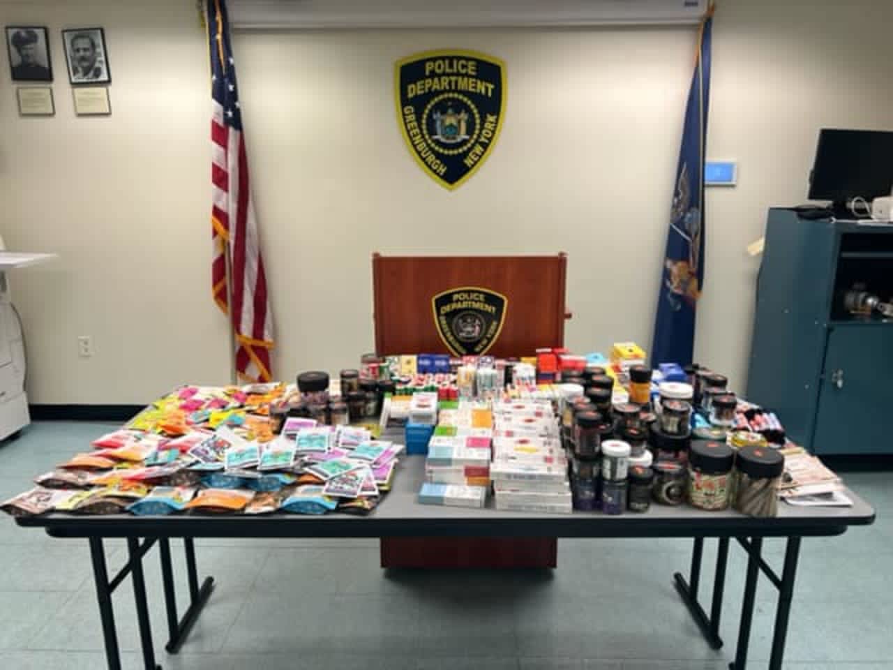 Illegal cannabis products were seized from multiple smoke shops in Greenburgh by police after a month-long investigation.