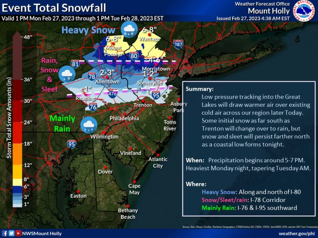 Winter storm prediction Monday, Feb. 27.