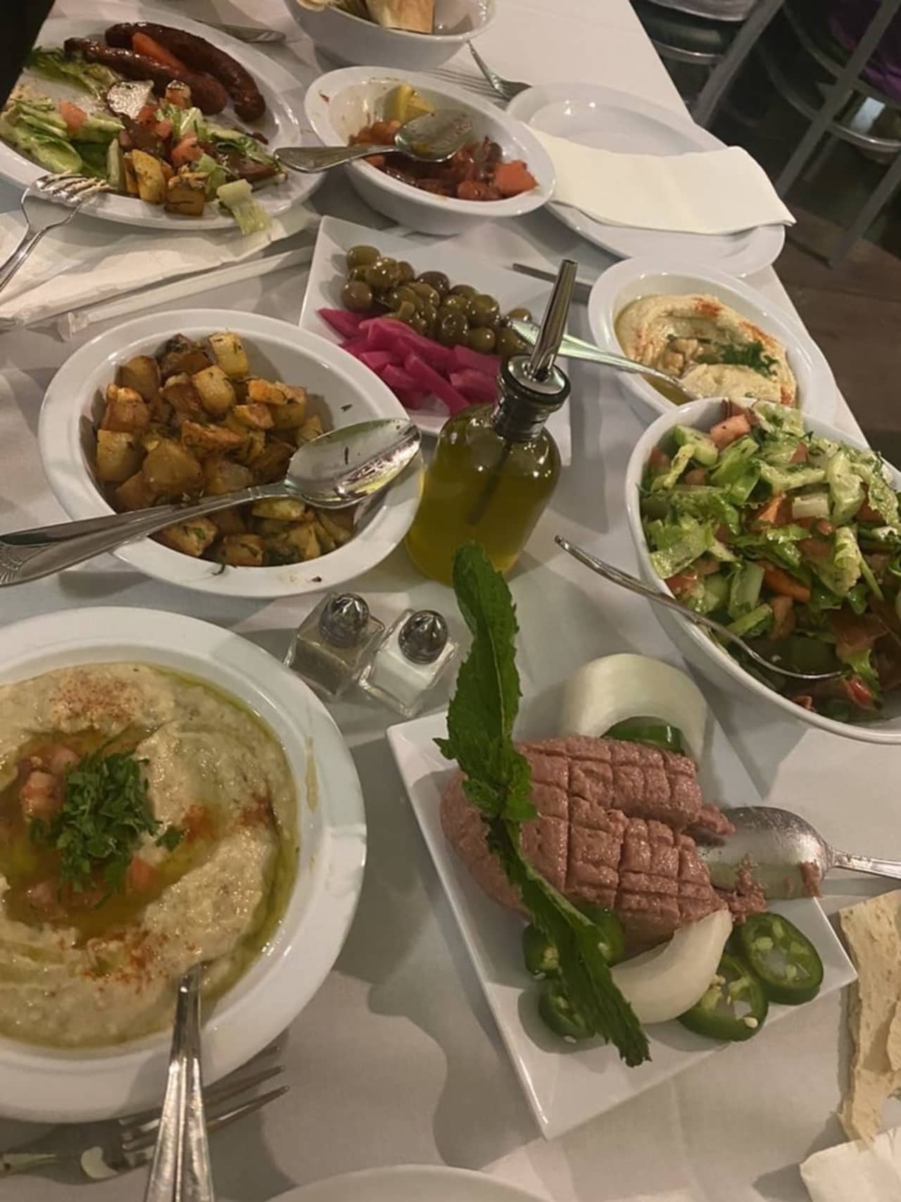Appetizers served at Beit Zaytoon