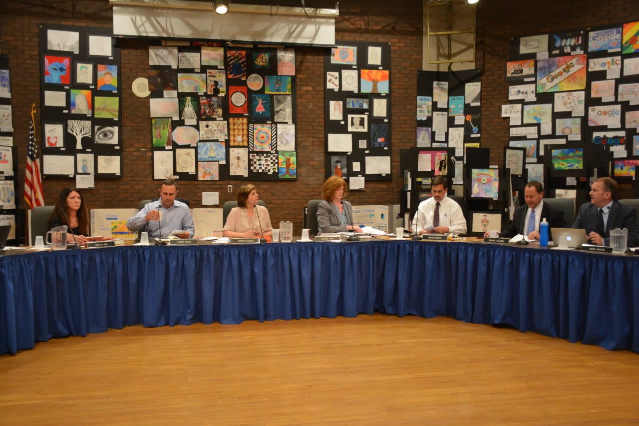 The Bedford Central school board, pictured a recent meeting