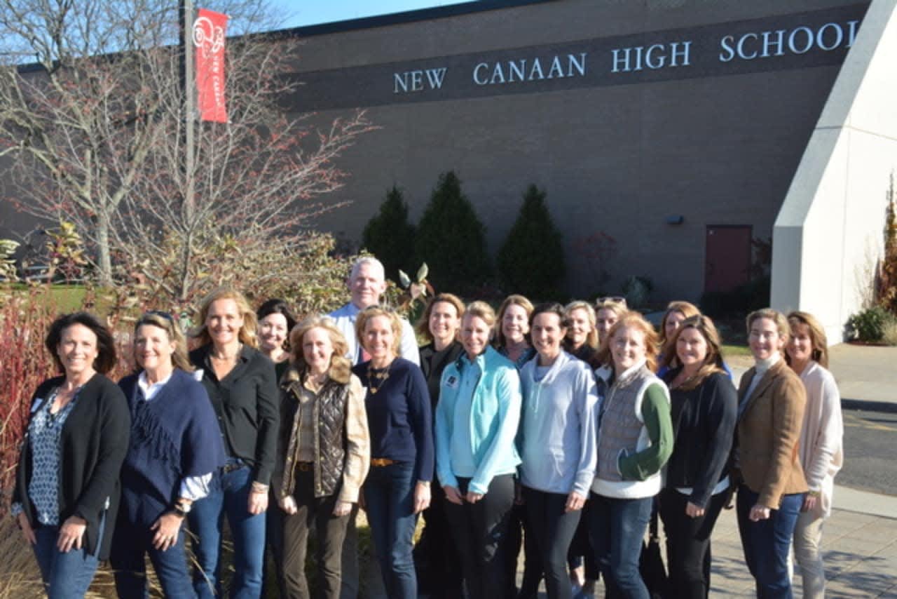 The New Canaan High School Scholarship Committee 2017-18 and William Egan, Principal, New Canaan High School and Chairman, New Canaan Scholarship Foundation