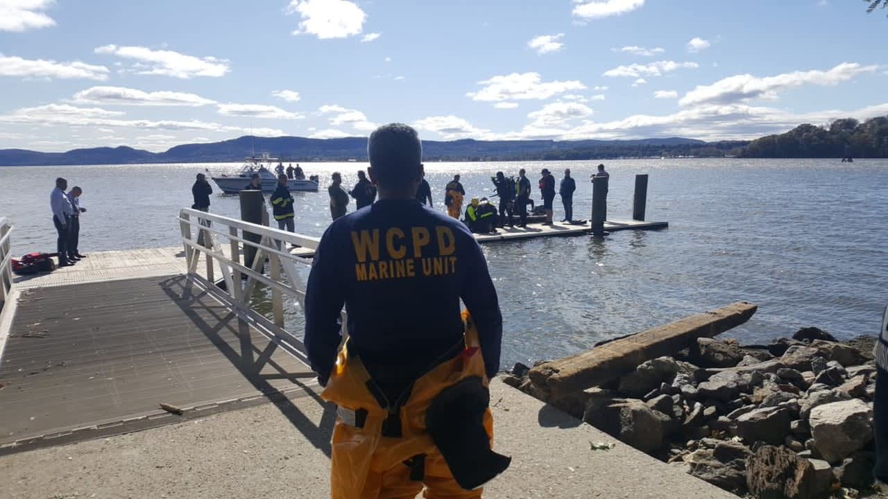 Numerous law enforcement agencies are searching for a vehicle that drove into the Hudson River and then sank.