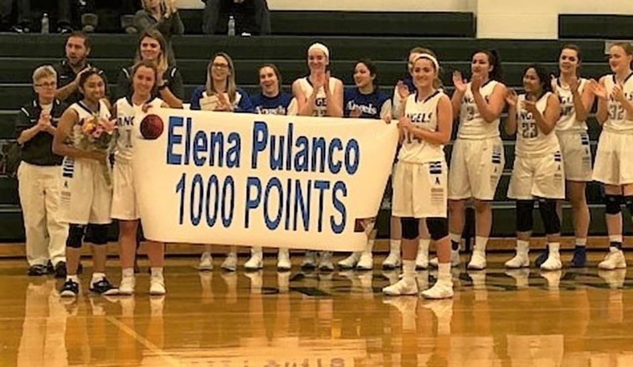 Elena Pulanco, a senior at Academy of the Holy Angels in Demarest, hit her 1,000th shot with a 3-pointer, something she's been working on for the entirety of her career.