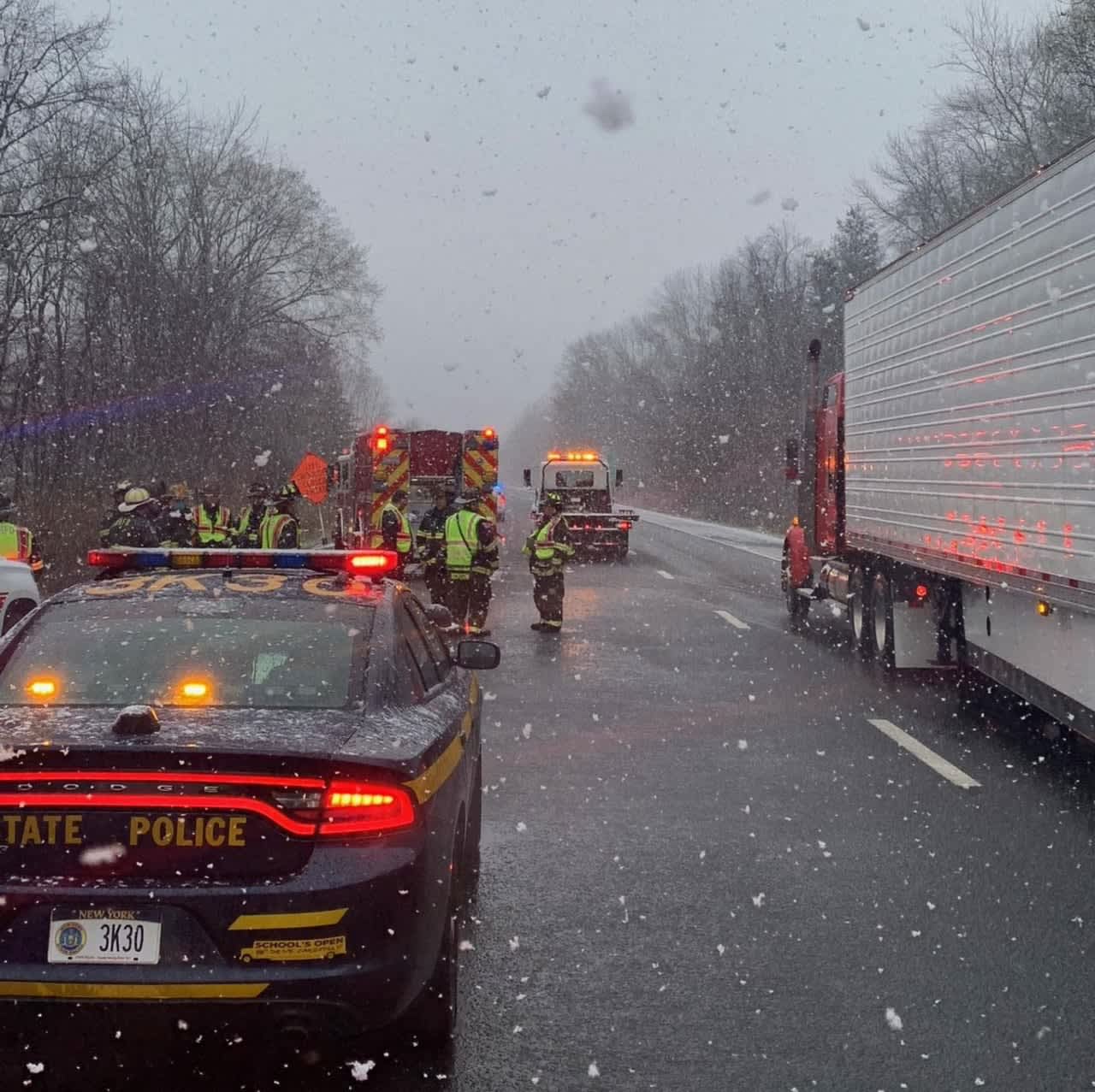 Southbound I-684 in Bedford was closed due to a serious crash. The lanes have since reopened.