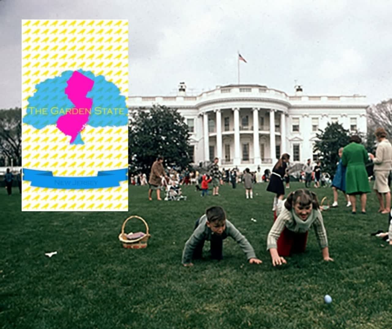 Hackensack High School student Ahmed El Gazzar's design, inset, will represent New Jersey at the White House's 141th Annual Easter Egg Roll. Above photo was taken in 1965.