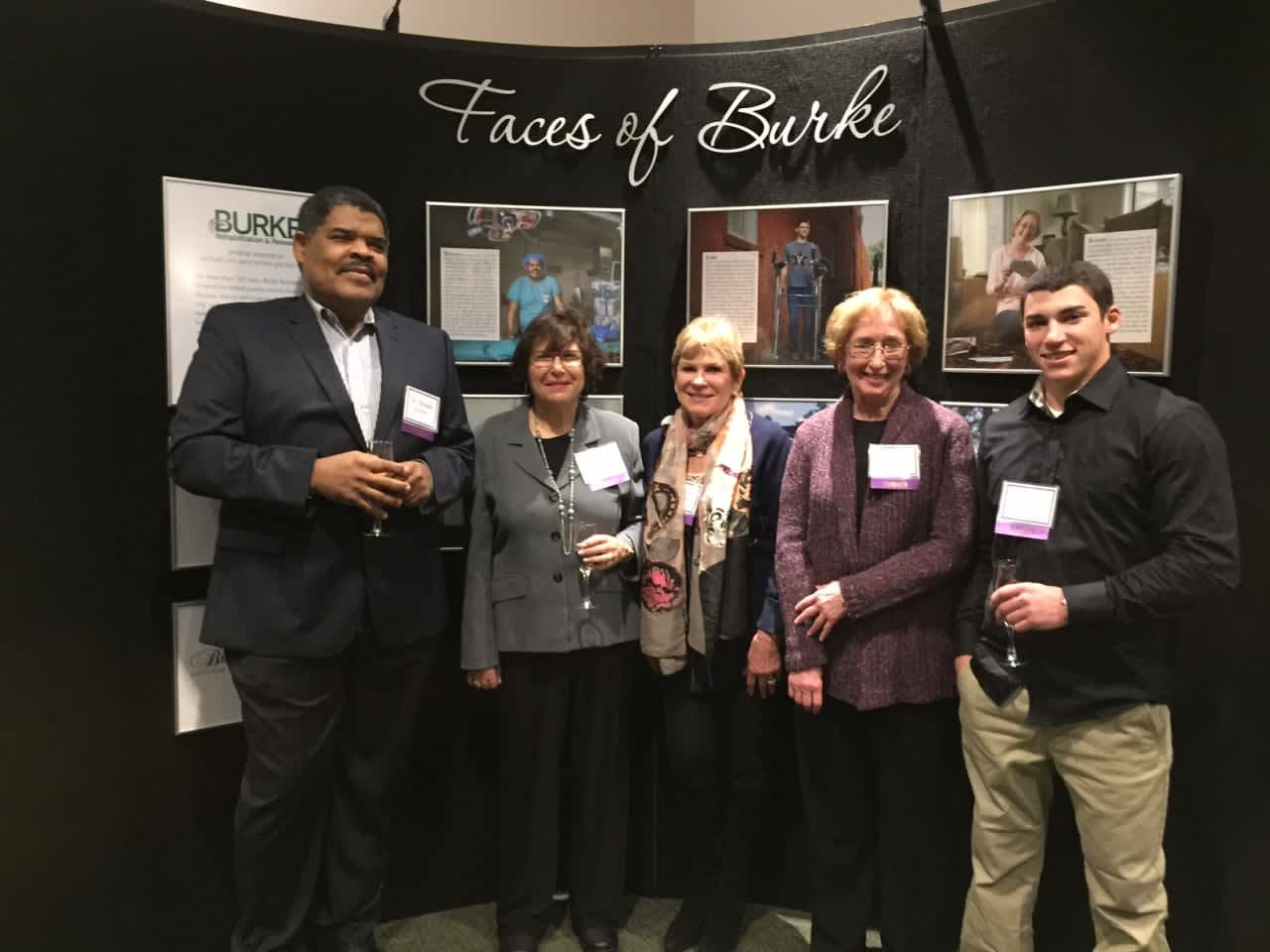 Five of the Faces of Burke participants (from left to right): Dr. Ronald Verrier of Long Island, Barbara Kessler of Scarsdale, Barbara Baratta of Greenwich, Susan Rice of Yonkers and Max Gomez of New Rochelle.