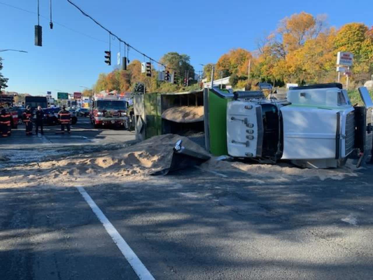 Central Park Avenue northbound in Yonkers has reopened following an overturned construction vehicle.