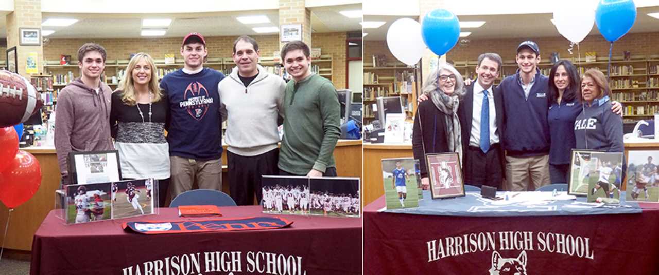 Zach Evans and Andrew Carton, students at Harrison High School, have signed letters of intent to play Division I college sports.