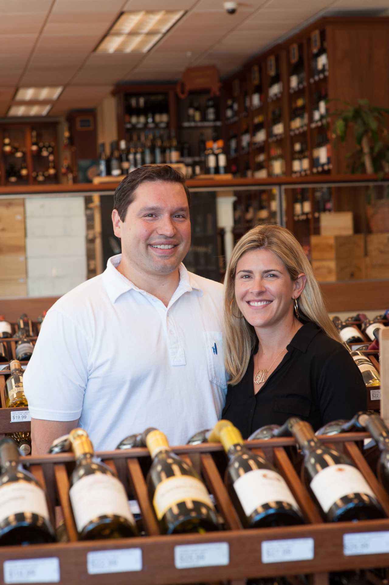Owners Anthony and Carly D’Arpino at the Harrison Wine Vault.