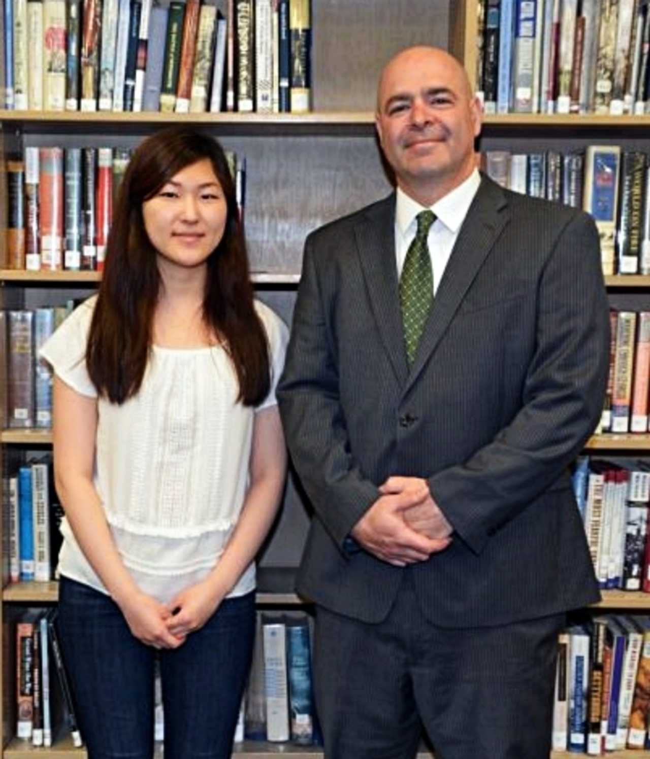 Hyun Joo "Haley" Yang with NV Demarest Principal James Santana