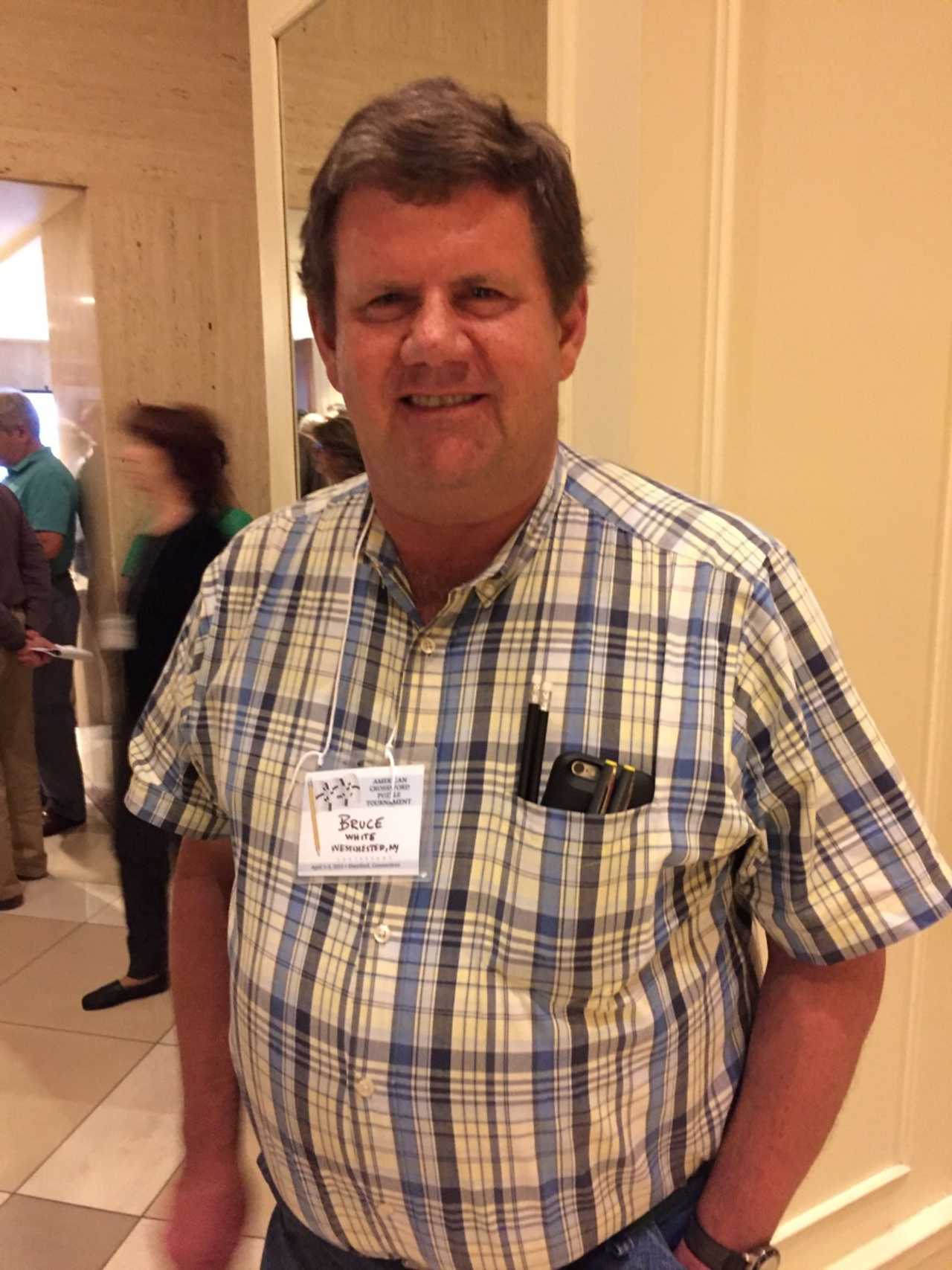 Bruce White is one of the nearly 600 competitors at the American Crossword Puzzle Tournament in Stamford this past weekend.