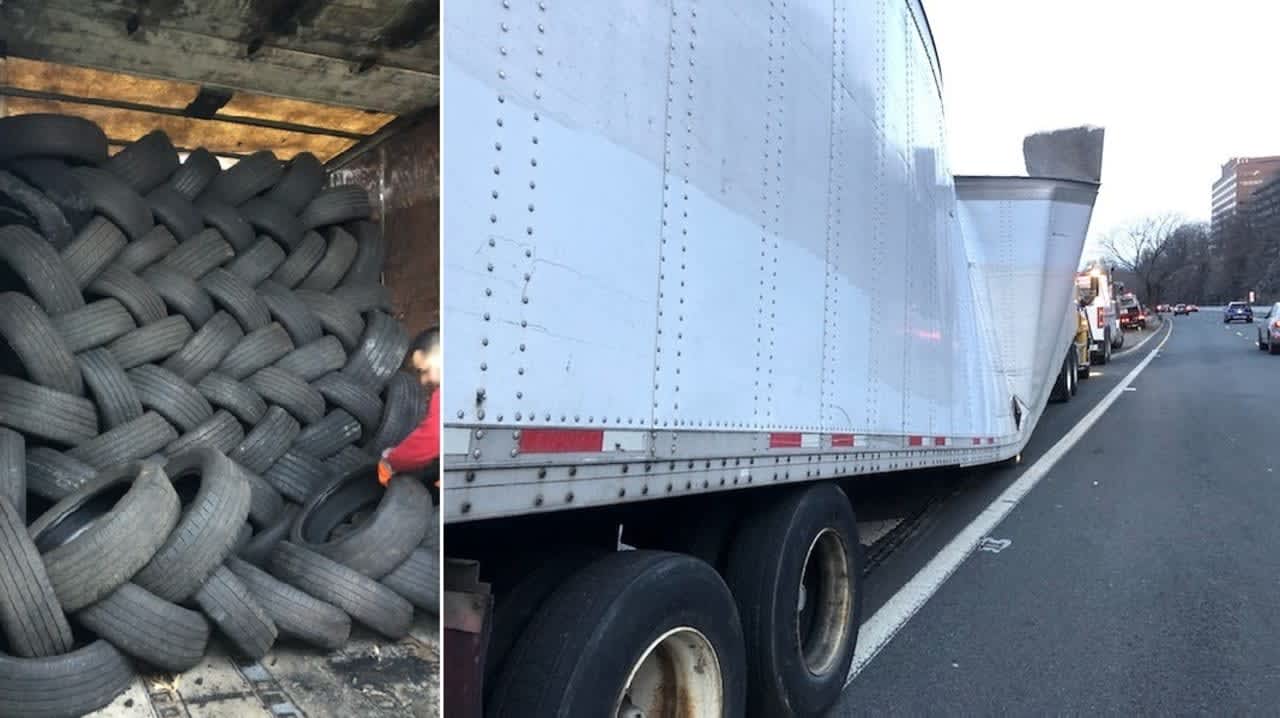 There were an estimated 1,250 tires on the trailer.