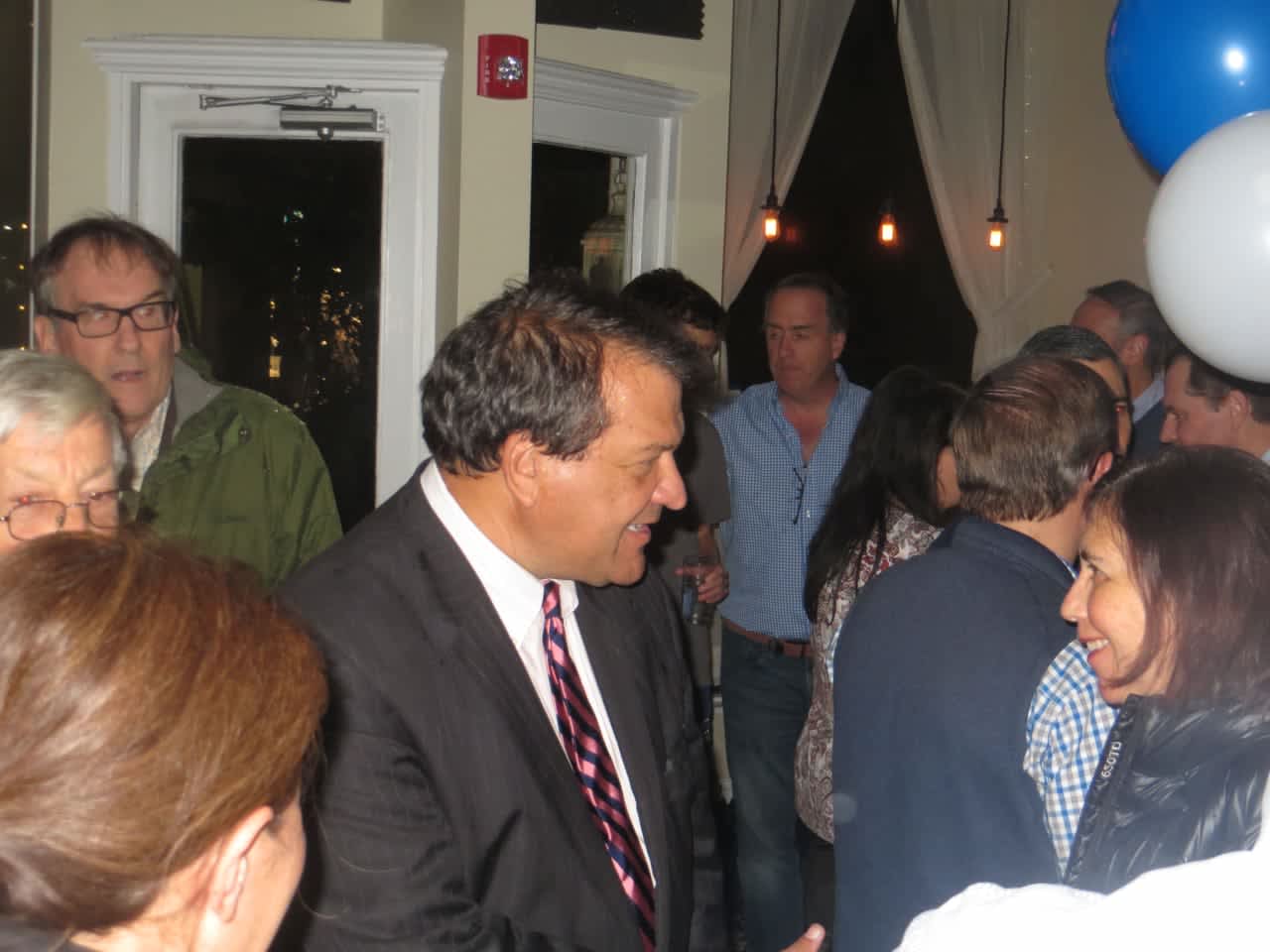 State Sen. George Latimer thanked supporters on Tuesday night during the first of three "election celebration" parties at Rosemary & Vine restaurant in his hometown of Rye. The Democrat led Westchester County Executive Rob Astorino, a Republican.