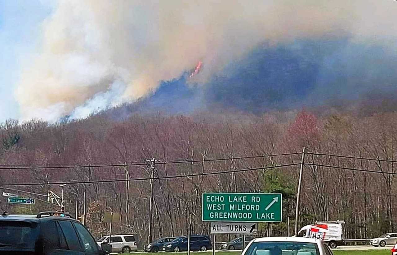 Fire on the mountain in West Milford.