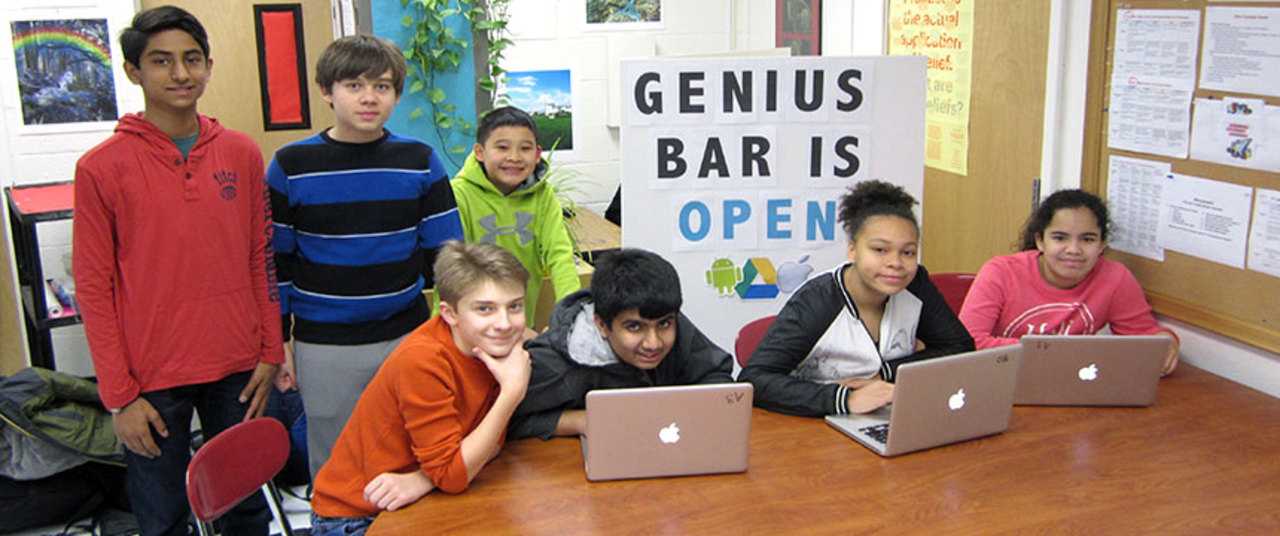 The Louis M. Klein Middle School Genius Bar is currently open before school at 7:30 a.m. on Monday, Wednesday and Friday.