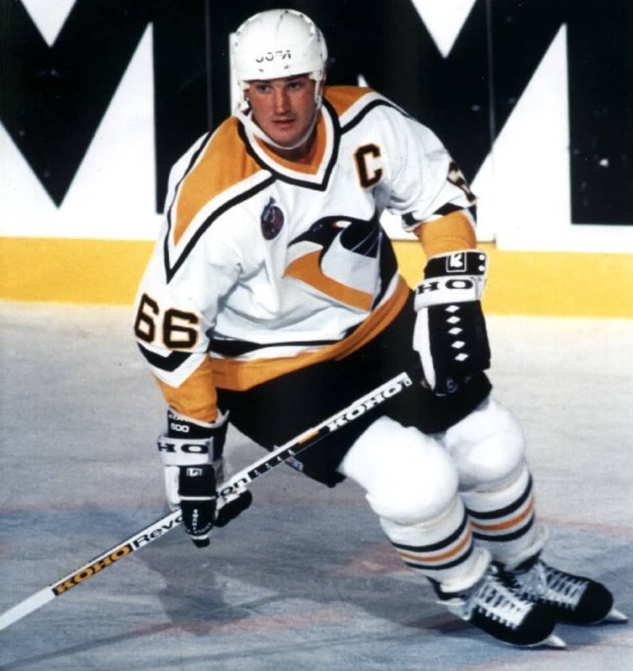 Mario Lemieux in 1992, who is a former play and current minority owner of the Pittsburgh Penguins.