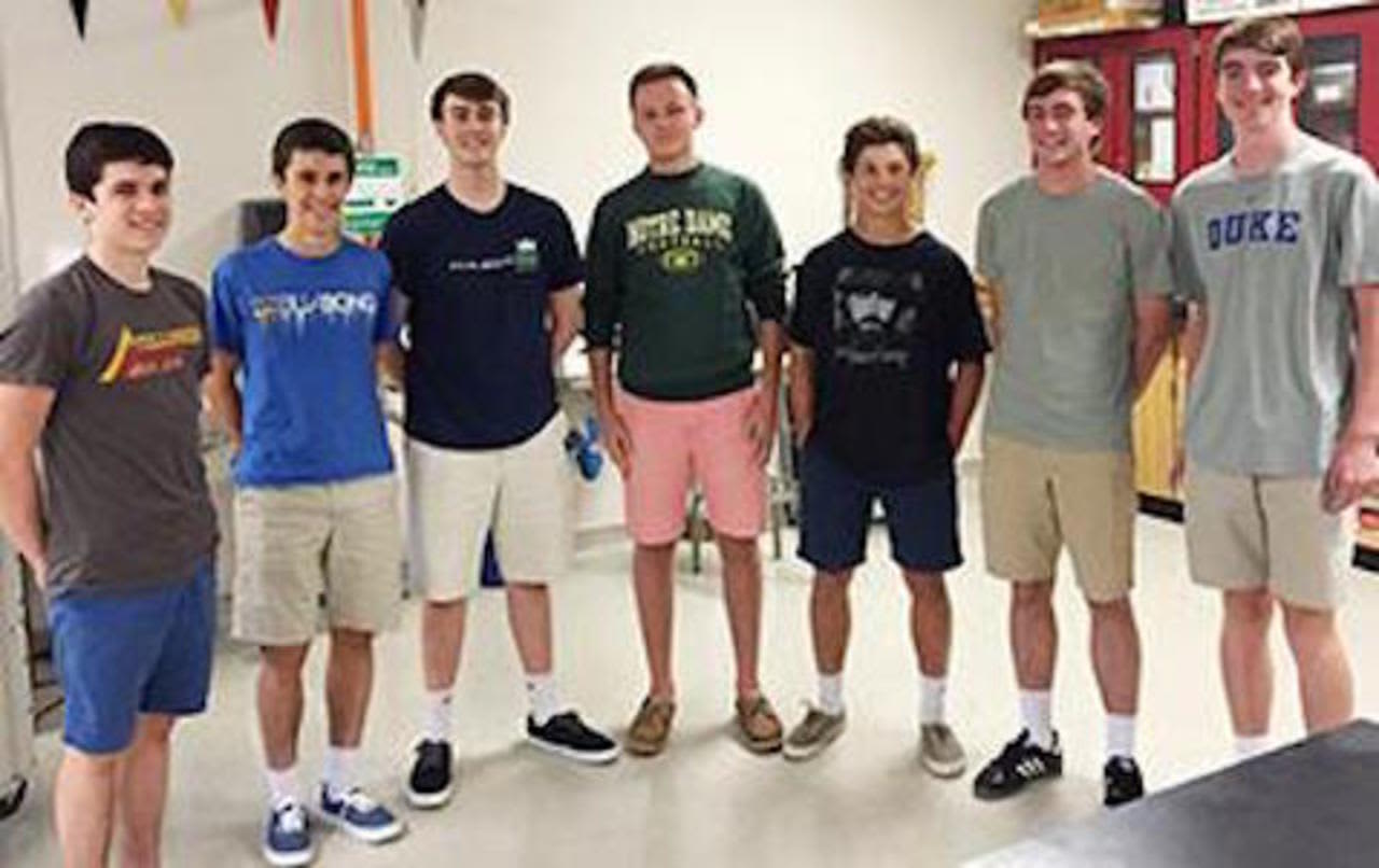 From left: Cameron Rhind, Faustino Cortina, Danny Fairchild, Jackson Butler, Jackson Appelt, Jack O'Connor and Jake Grigsby. Missing from photo is Griffin Hall.