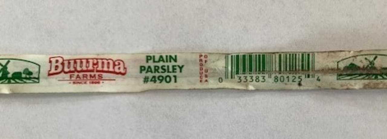 Recalled plain parsley product