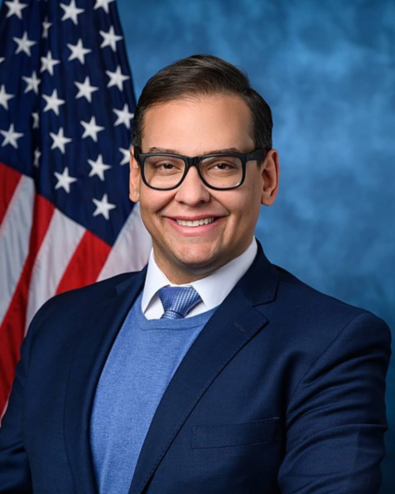 George Santos in his official US House of Representatives photo taken shortly after he was sworn into office.