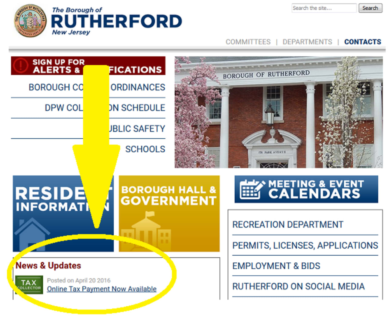 The Borough of Rutherford is now taking tax payments online.