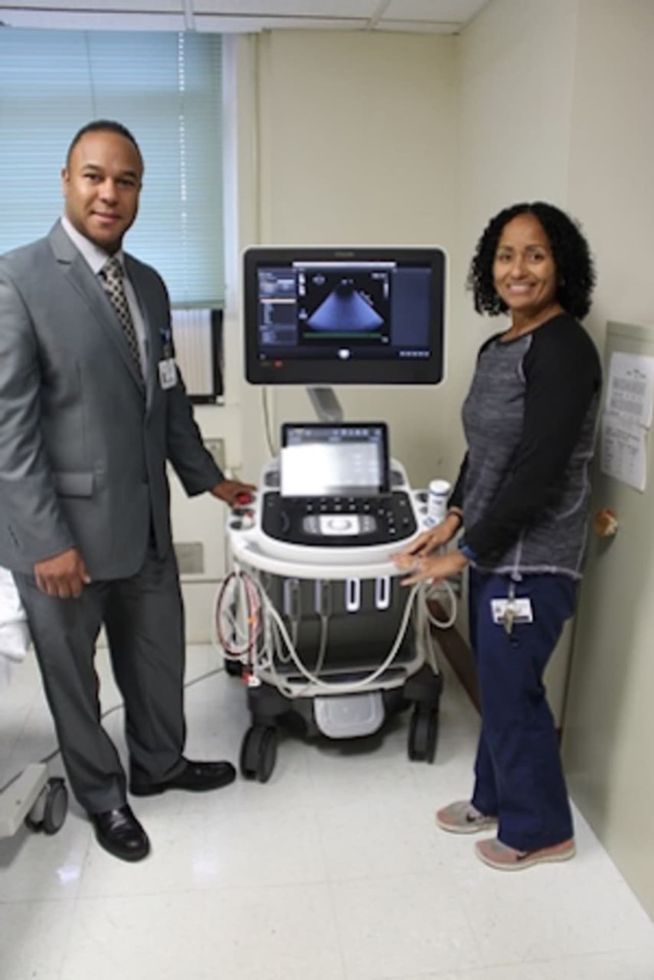 Edgar Perez, MBA, RRT, Director of Respiratory Services, and Brigida Hershberger, Lead Echo Cardiac Sonographer at St. Anthony Community Hospital.